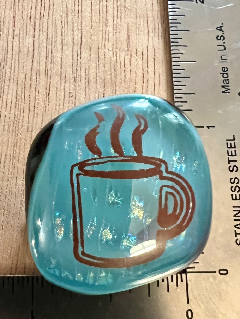Coffee Cup Brooch Dichroic Art Glass